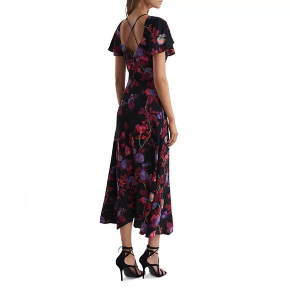 Reiss Leni Floral Print Cap Sleeve Midi Dress - Picture 2 of 5